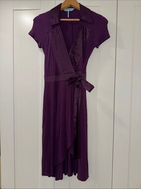 Guess by Marciano Deep Purple Wrap Midi Dress